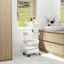 Load image into Gallery viewer, 4-Tier Rolling Utility Cart with Hanging Buckets for Stylish Organization
