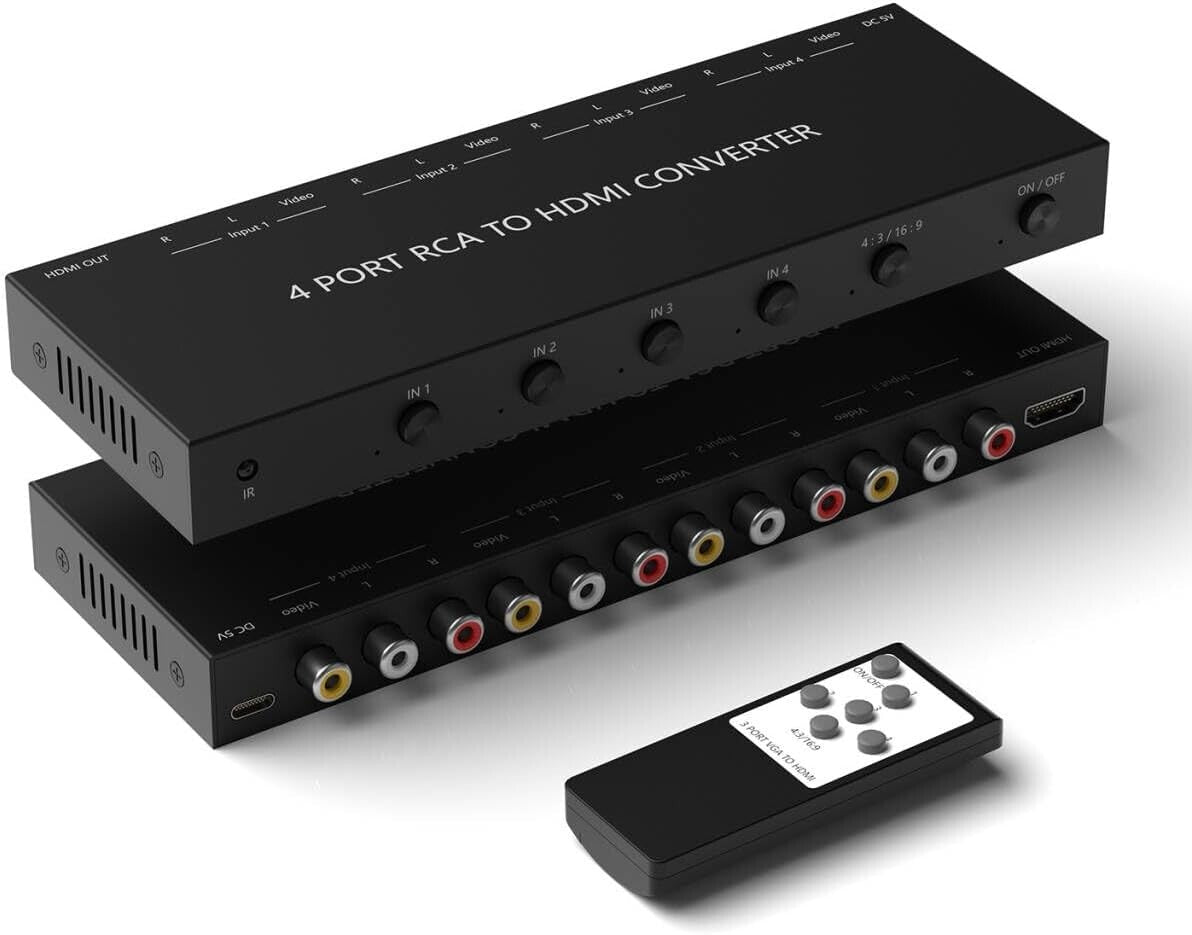 Multi-AV 6-Port RCA to HDMI Converter - Ideal for Gaming and Home Theater