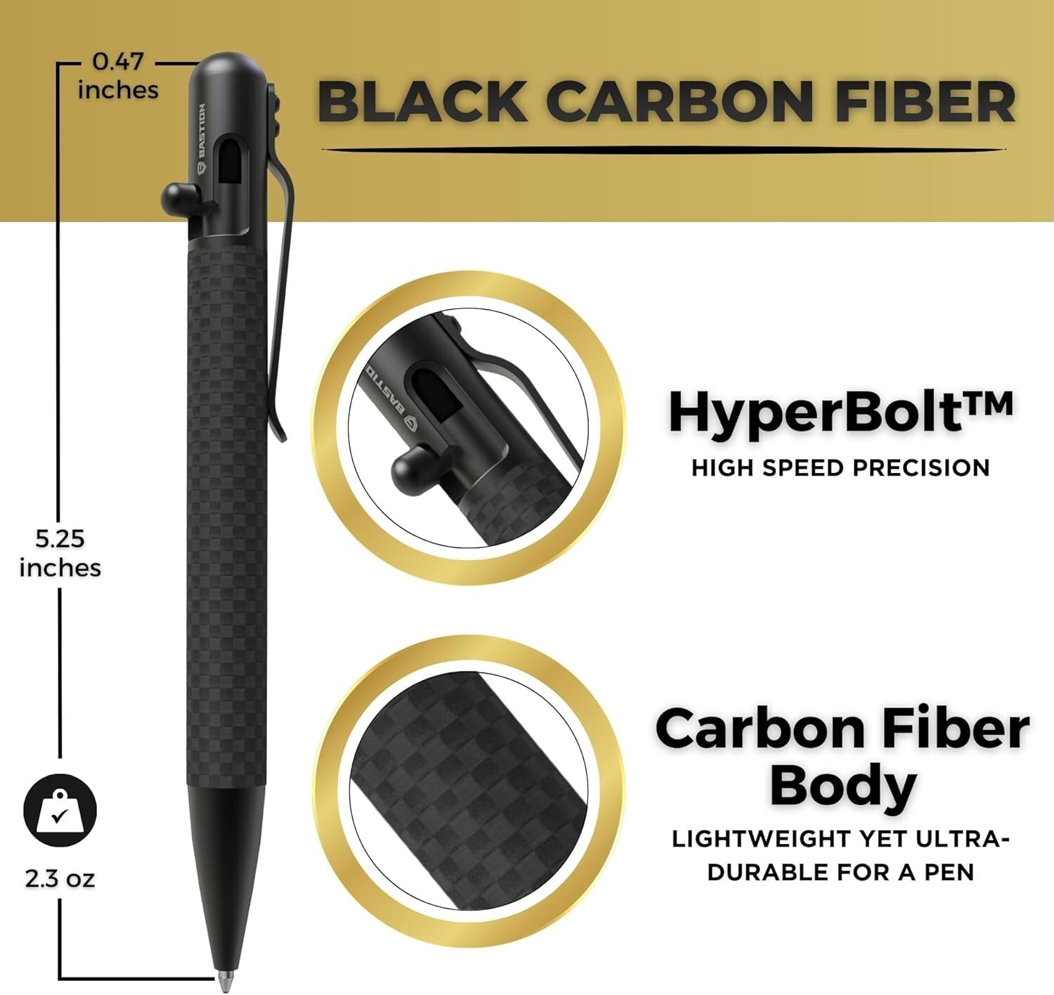 Durable Carbon Fiber Bolt Action Ballpoint Pen - Perfect Gift for Professionals
