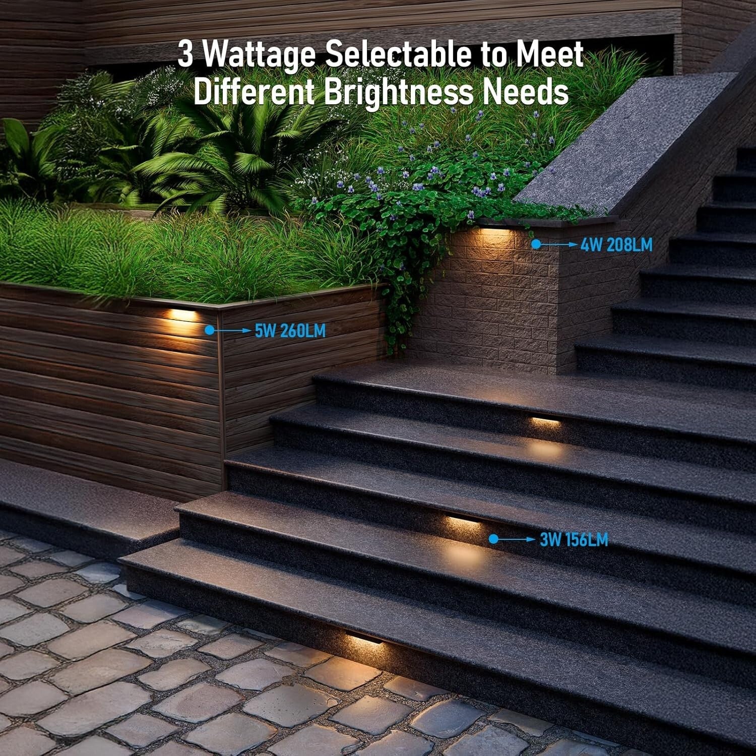 8-Pack 7-Inch Dimmable LED Hardscape Lighting - Soft White Outdoor Step Lights