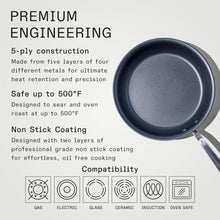 Load image into Gallery viewer, Lightweight 12" Non-Stick Frying Pan - 5-Ply Stainless Steel for Healthy Cooking