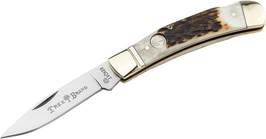 Classic 2.95-Inch Folding Knife with Stag Handle - Durable Hunting Companion