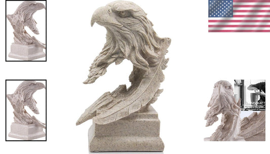 Sandstone Bald Eagle Statue - Intricately Detailed Home Decoration Gift