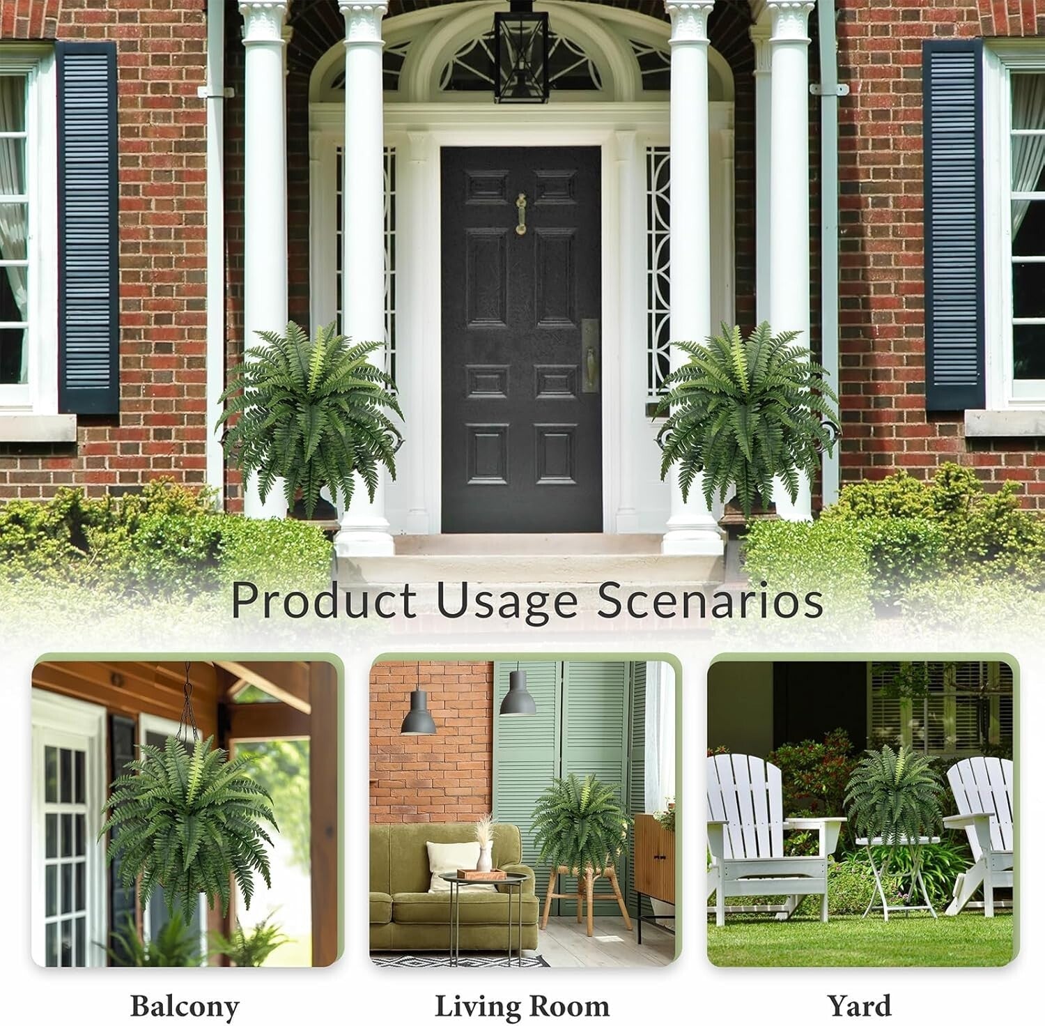 Realistic 35" Fake Boston Ferns - 4 Bespoke Bundles for Low Maintenance Elegance