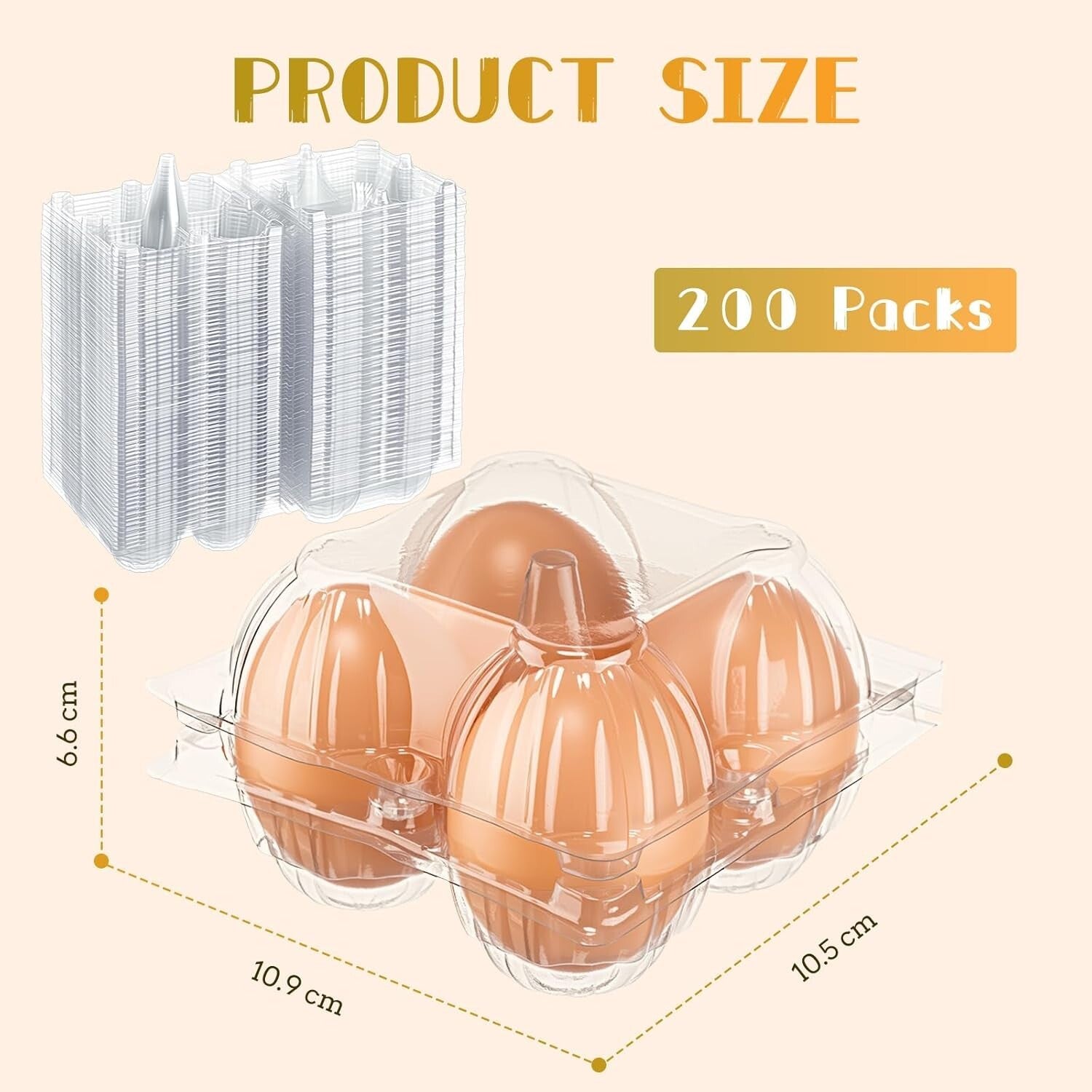200 Pack Clear Plastic Egg Trays - Stackable & Visible for Easy Egg Handling