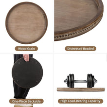 Load image into Gallery viewer, Rustic Luxury Brown Wooden Tray - Beaded Decorative Centerpiece for Living Room