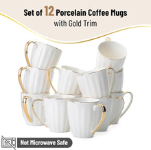 Load image into Gallery viewer, Luxurious Gold-Rimmed Porcelain Mugs - 12oz Coffee Cup Set for Special Occasions