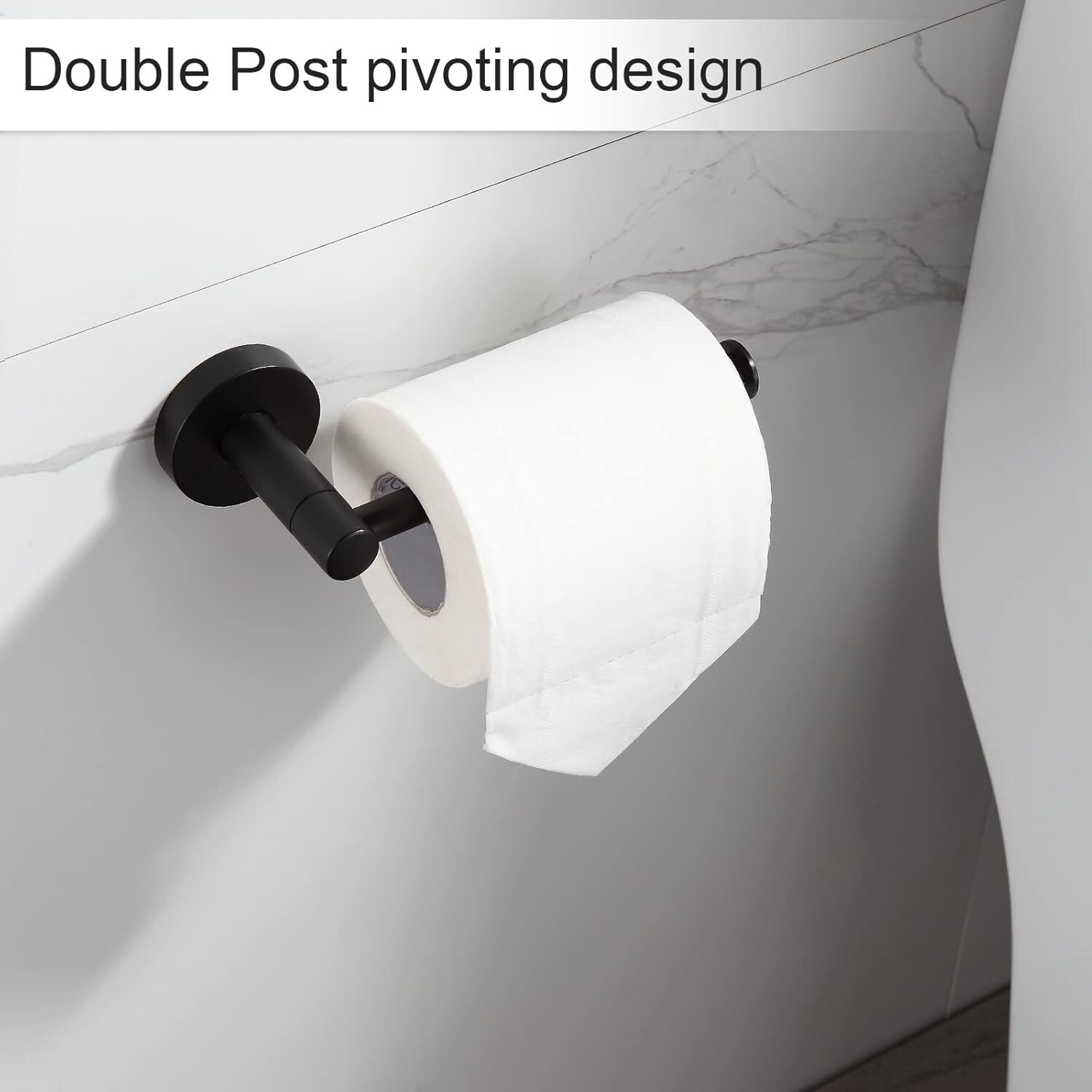 8-Piece Rust-Resistant Matte Black Bathroom Hardware with Adjustable Towel Bars