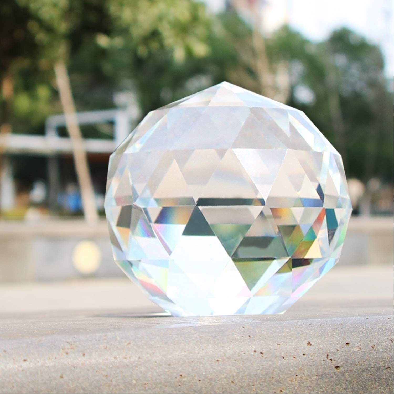 Elegant Faceted Glass Crystal Ball Prism for Decorative Rainbows & Feng Shui