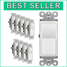 Load image into Gallery viewer, High-Quality Illuminated 3-Way Decorator Switch - 10 Pack with Grounding Screw