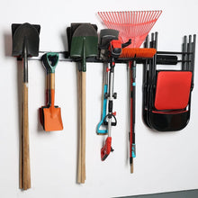 Load image into Gallery viewer, Durable Wall Mount Garden Tool Rack with Adjustable Hooks &amp; Heavy Load Capacity