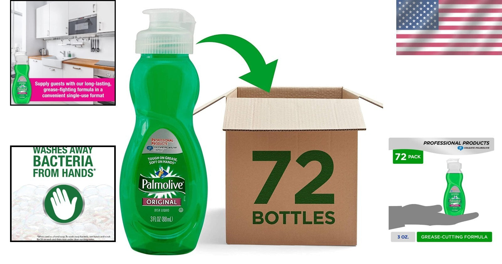 Non-Toxic 3 Fl Oz Dish Soap - Original Scent, Pack of 72 for Convenient Cleaning