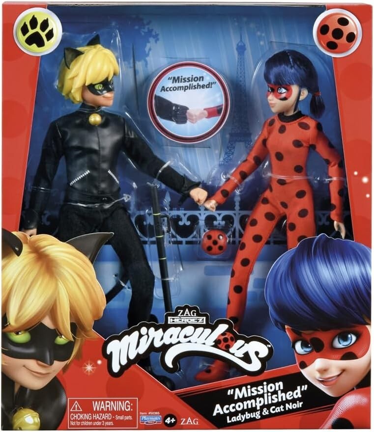 Dynamic Duo: Ladybug & Cat Noir 10" Dolls with Detailed Superhero Fashions