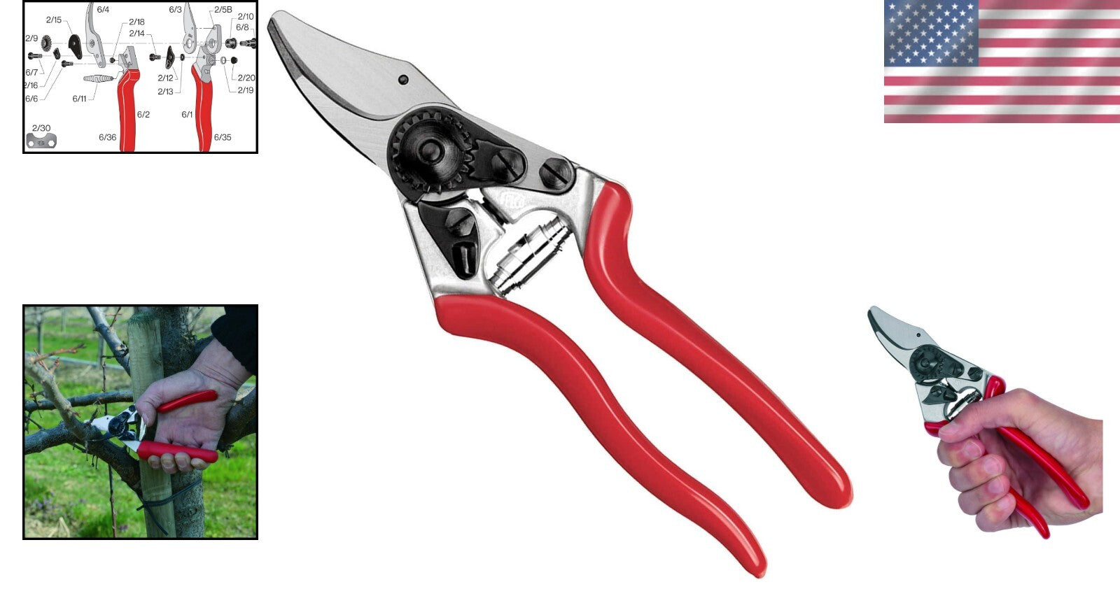 Durable Swiss Pruning Scissors with Hardened Steel Blade - 0.8" Capacity