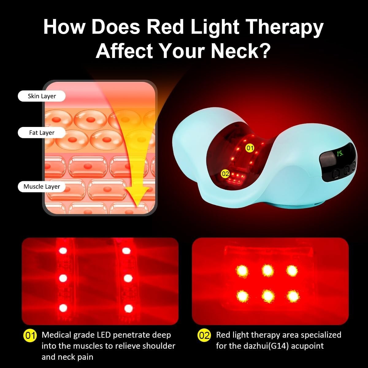 Cervical Traction Device with Red Light Therapy for Effective Neck Pain Relief