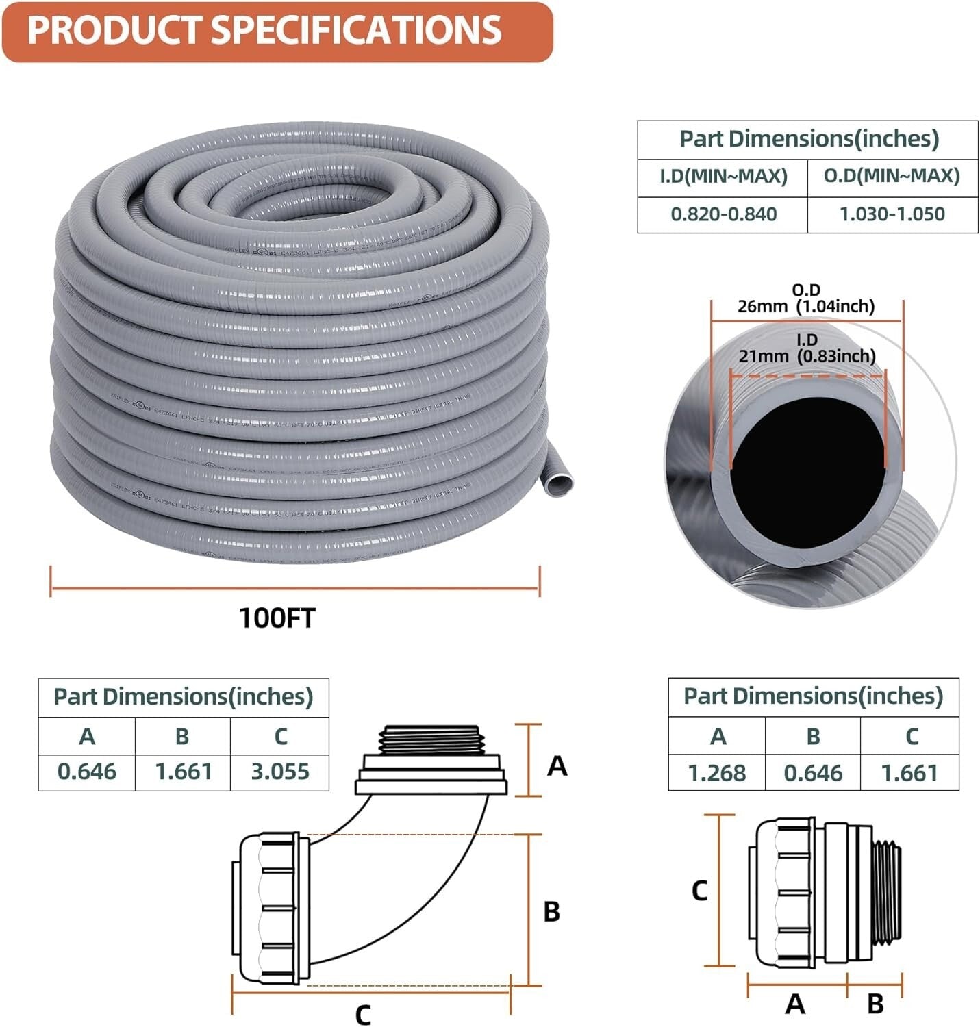 100 ft Liquid-Tight PVC Conduit Kit with Connectors for Safe Electrical Projects
