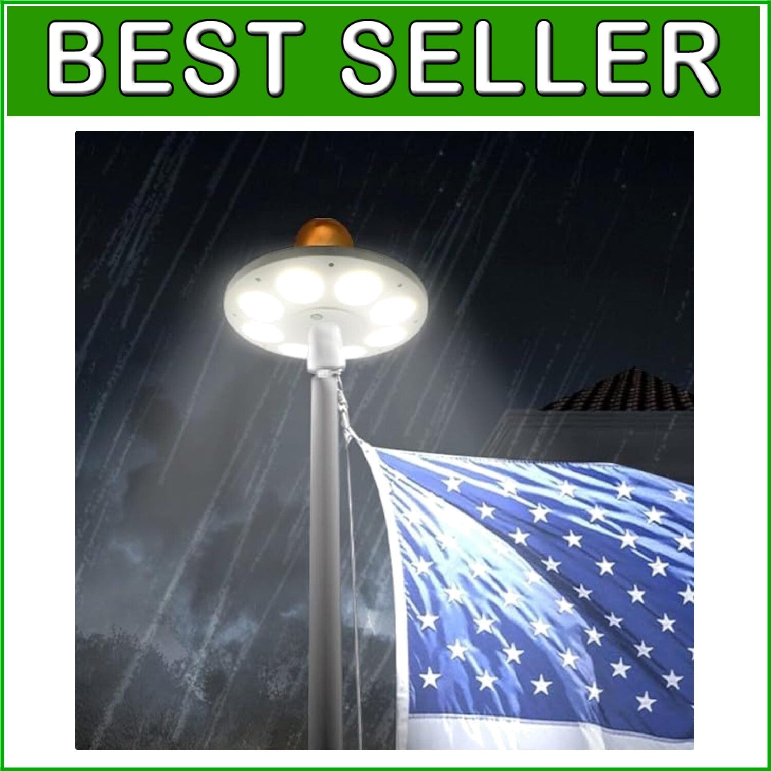 136 LED Solar Flag Light with Auto On/Off for 15-25 Ft Poles - Waterproof