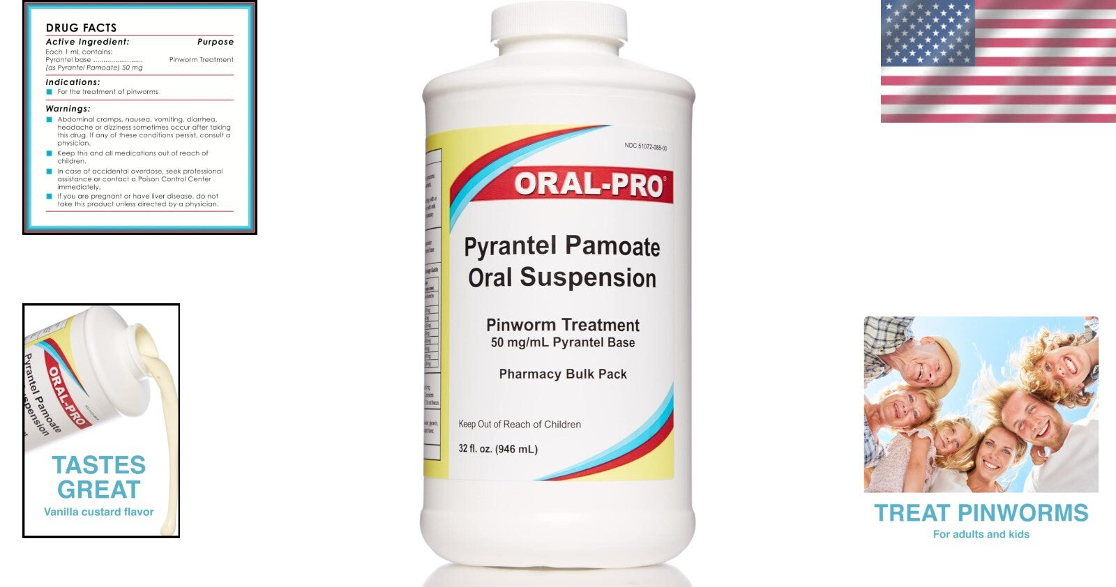 Tasteful Pinworm Treatment: Pyrantel Pamoate 32 Oz Liquid with Vanilla Flavor