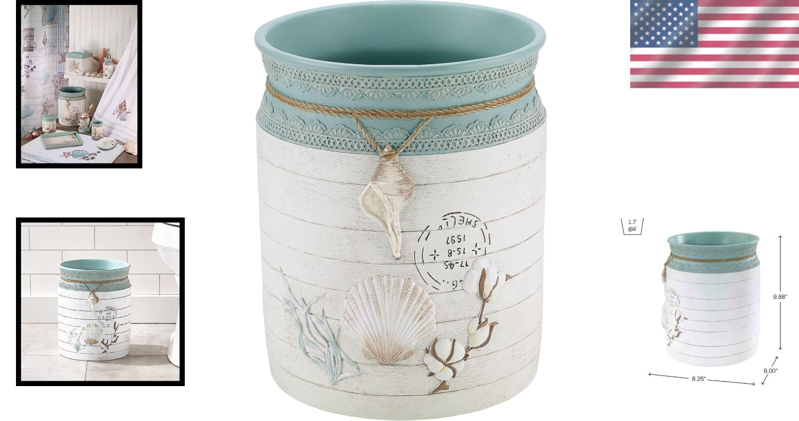 Chic Open-Top Decorative Trash Can - Farmhouse Shell Design for Home/Office