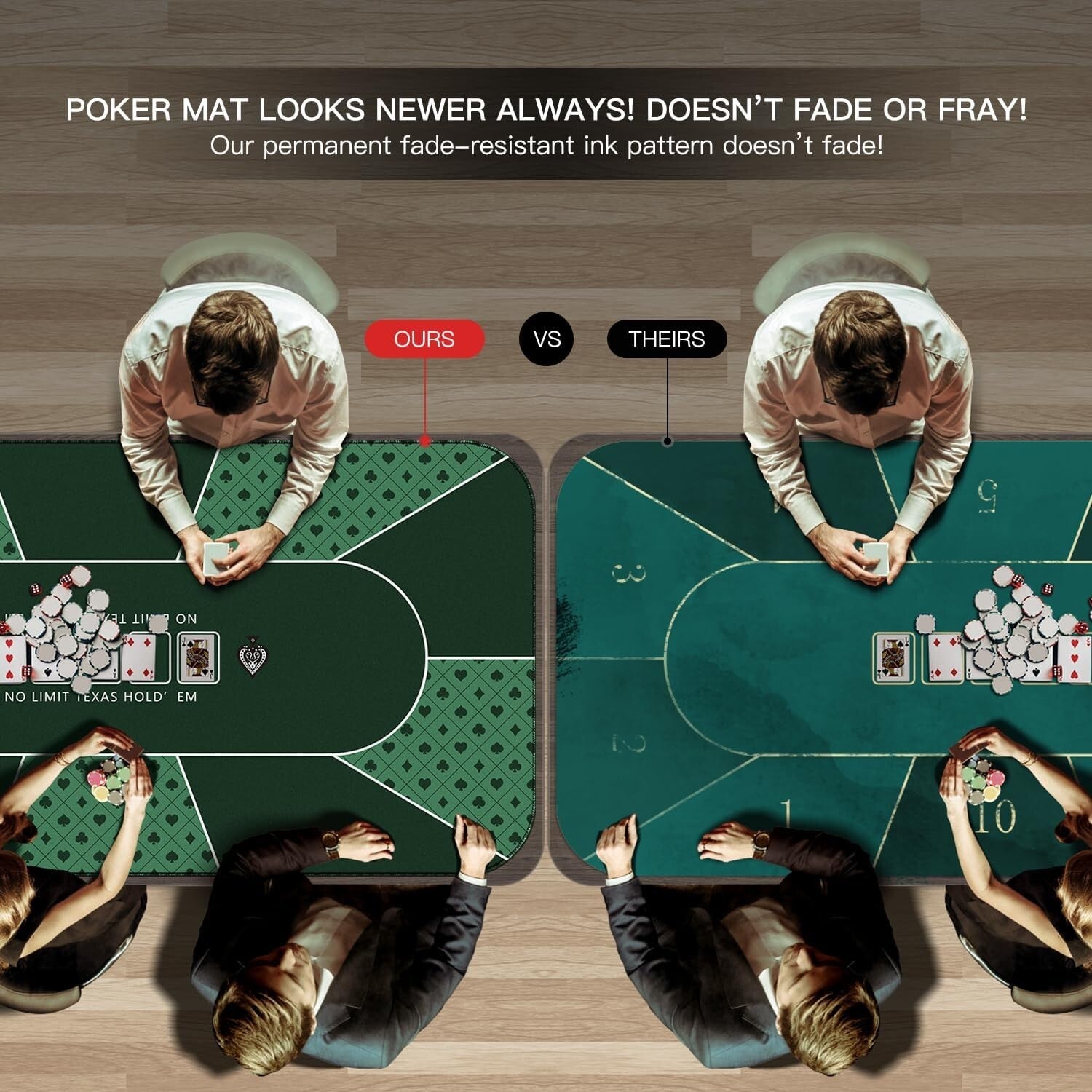 Professional Quality 94 x 47 Inch Poker Mat for 10 Players - Strong & Durable