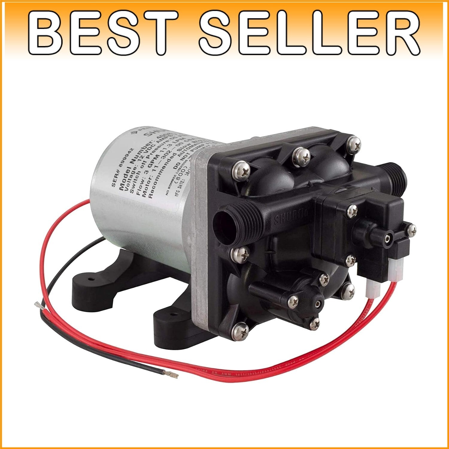 Durable 12V DC RV Water Pump with Quiet Operation – 3 Gallons Per Minute