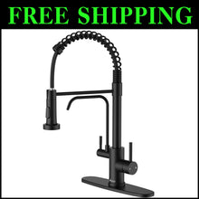 Load image into Gallery viewer, Stylish Matte Black 3 in 1 Pull Down Kitchen Faucet with Drinking Water Access