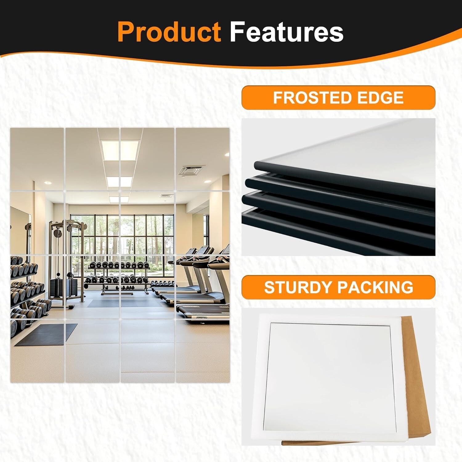 16 Piece Polished Glass Mirror Tiles - Perfect for Home Gym & Stylish Entryways