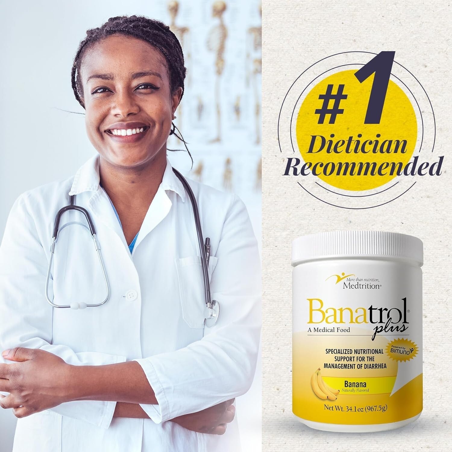 Banatrol Natural Anti-Diarrheal with Prebiotics - 90 Servings of Banana Relief