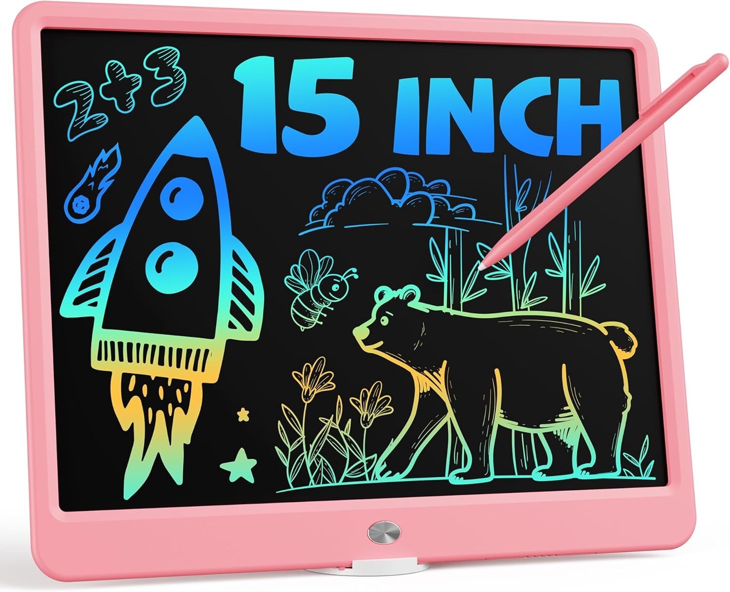 15-Inch LCD Writing Tablet - Eco-Friendly Doodle Pad for Kids, Lightweight Pink