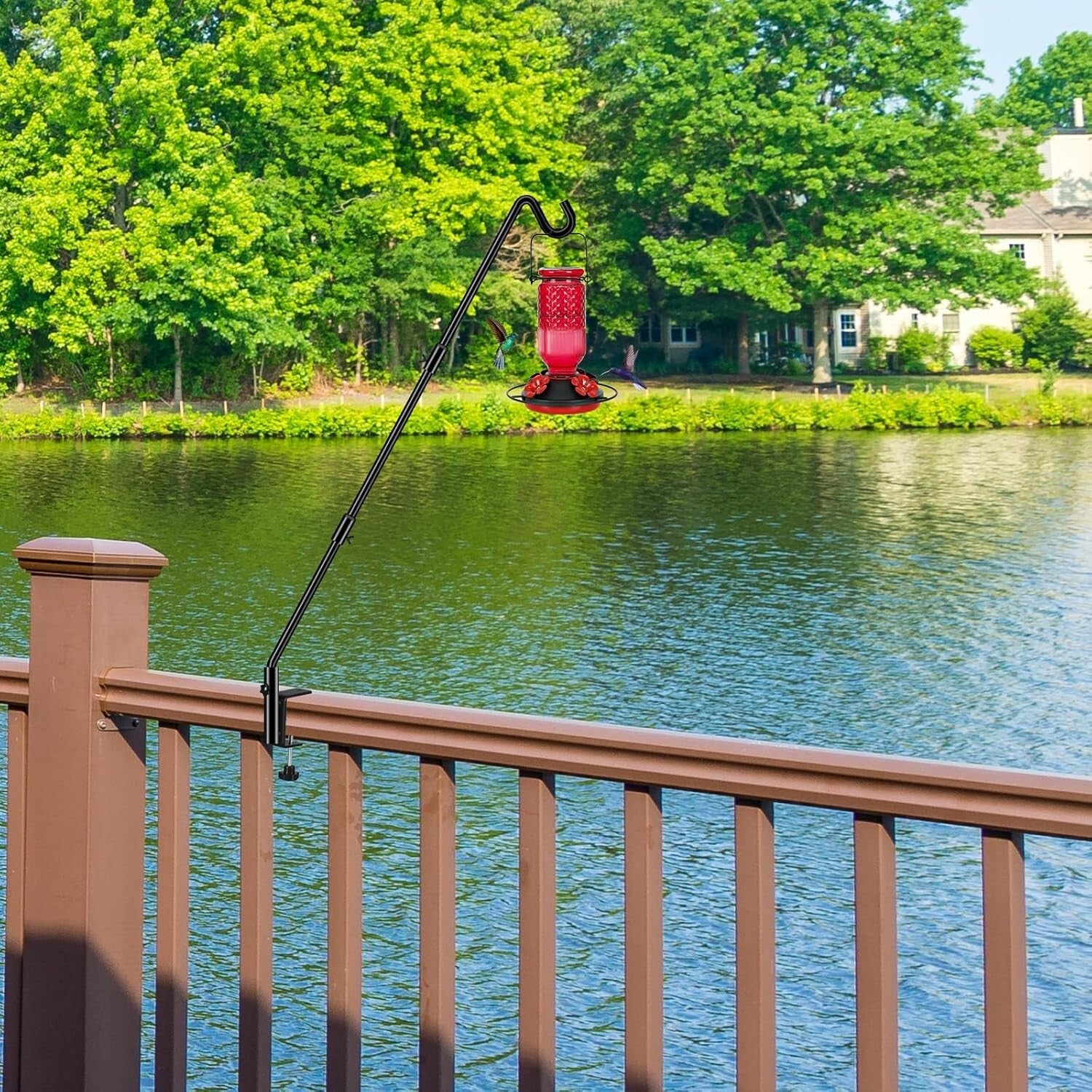 Premium Quality Adjustable Bird Feeder Hanger - Easy Install Deck Hooks