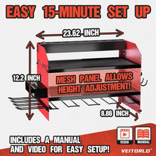 Load image into Gallery viewer, Stainless Steel Wall Mount Organizer with 3 Shelves &amp; Charging Outlets in Red