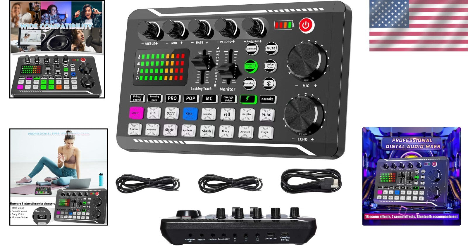 Compact DJ Effects Mixer with DSP Noise Reduction - Ideal for Creators & Gamers