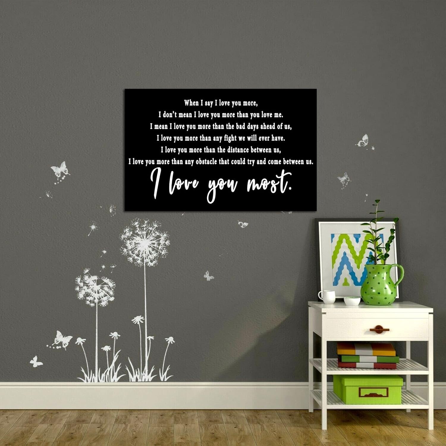 Elegant Black and White 'I Love You Most' Canvas - Perfect Bedroom Decor Gift