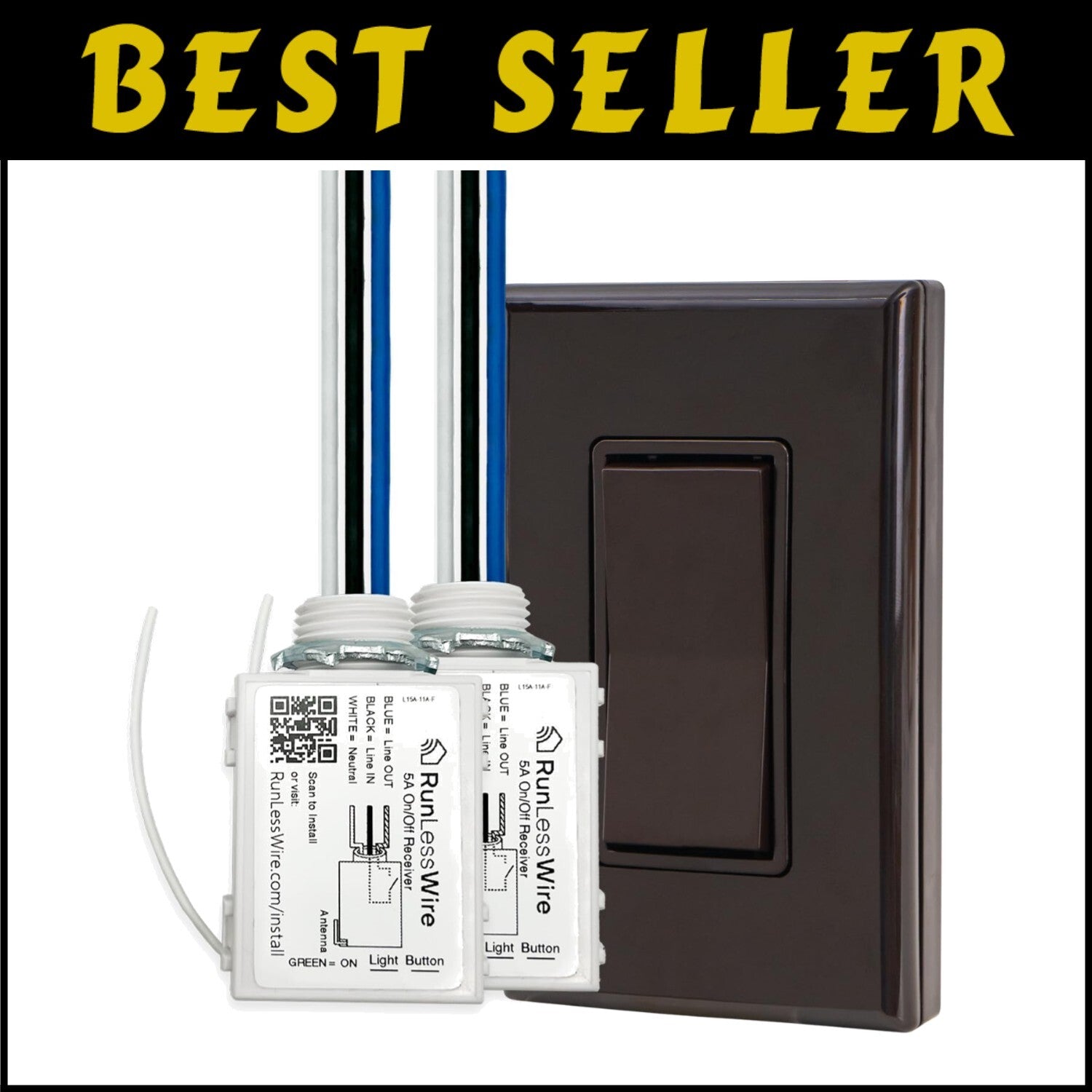 Wireless Battery-Free Light Switch Kit - Remote Control DIY Wall Switch System