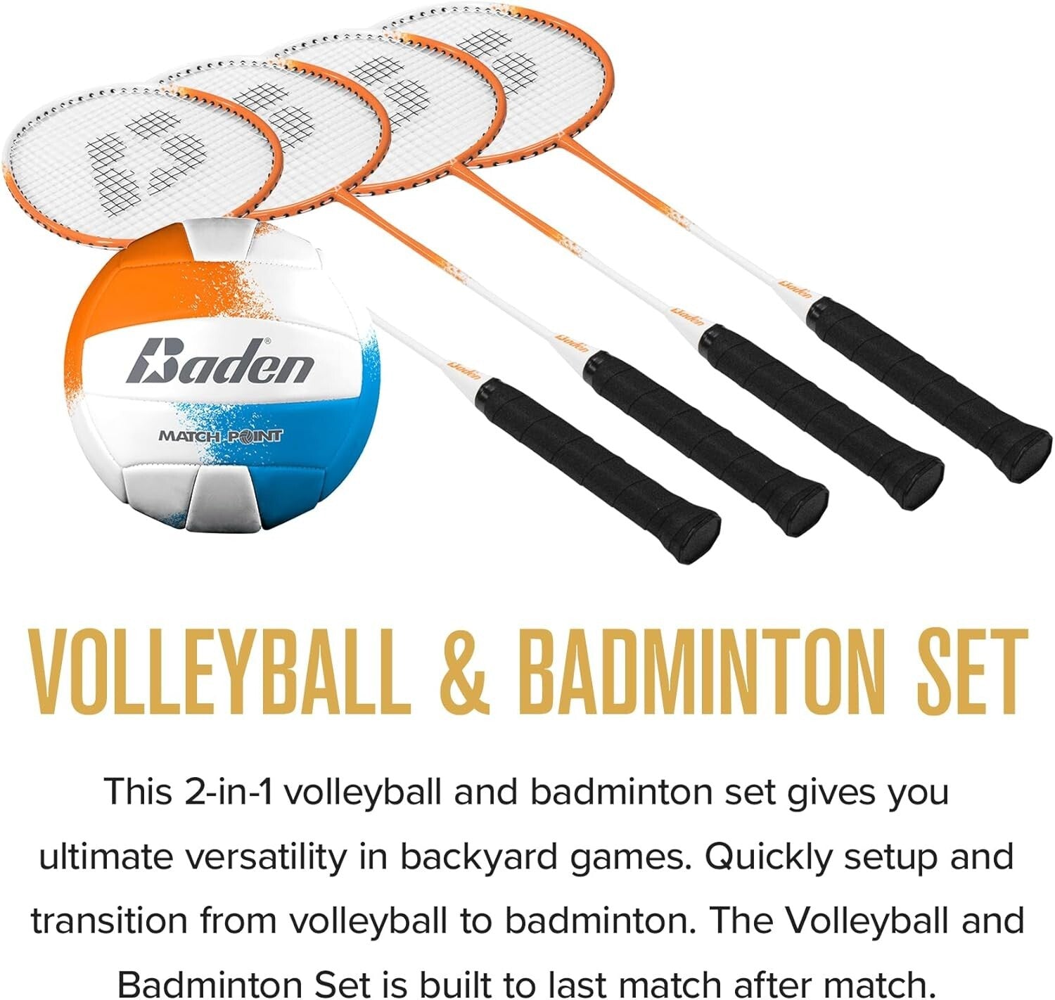 Family-Friendly Volleyball & Badminton Combo Set - Weather-Resistant Carry Bag