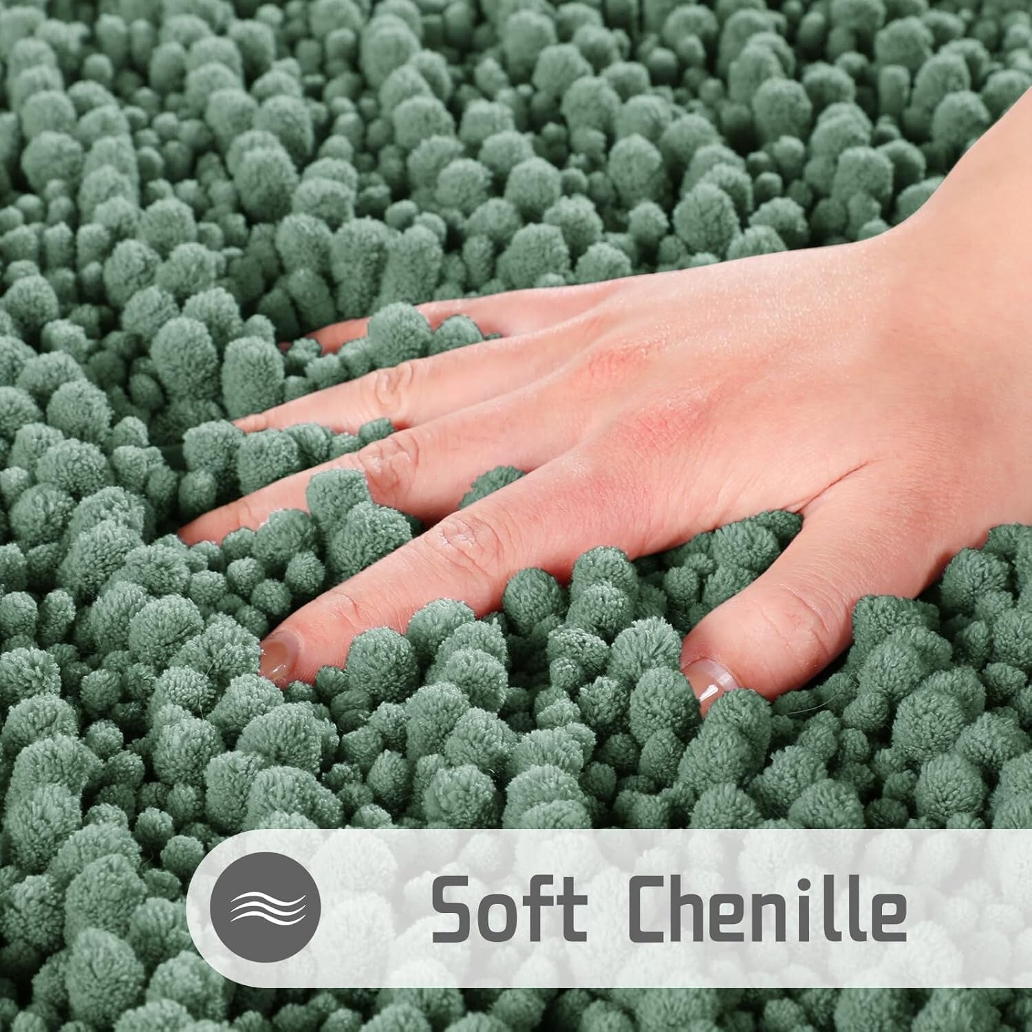 Luxury Non-Slip Microfiber Chenille Bathroom Rug 55.1" x 24", Machine Washable