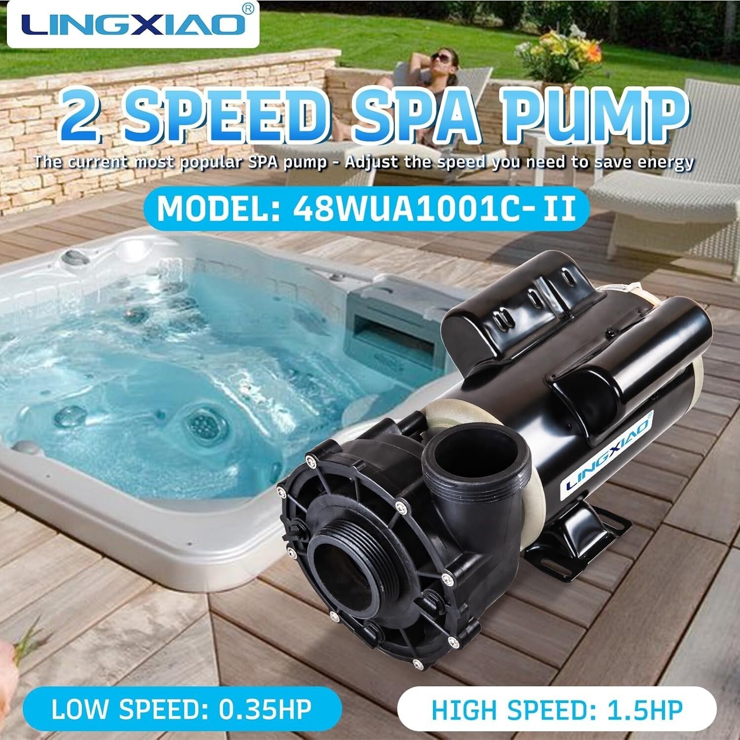 Whisper-Quiet 1.5HP SPA Pump - Perfect for Efficient Hot Tub Circulation