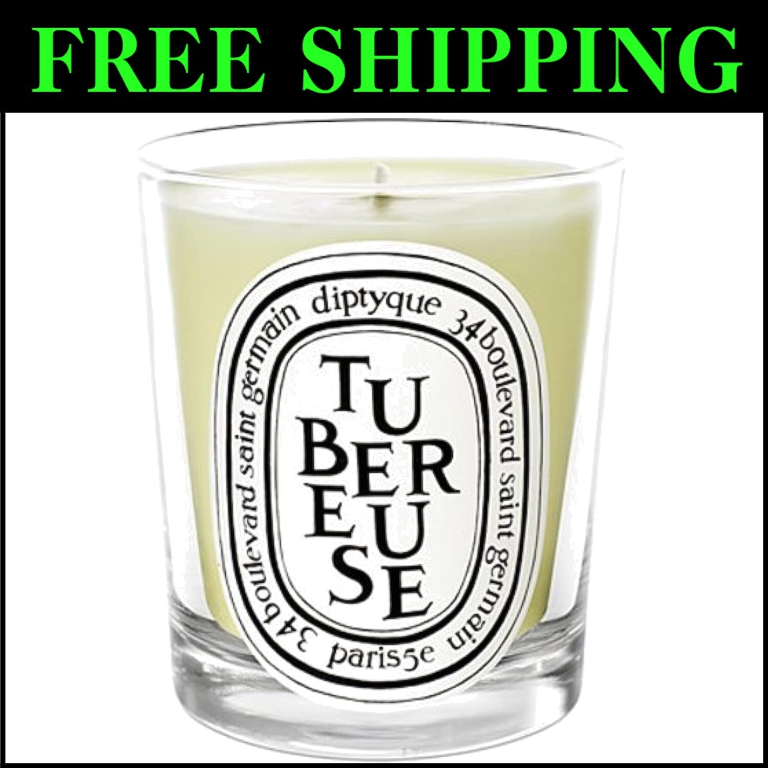 Luxury Tuberose Candle - 6.5 oz, Glass Container with Long-Lasting Fragrance
