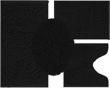 Load image into Gallery viewer, Luxurious 4-Piece Non-Slip Bath Rug Set - Ultra Plush Chenille Comfort in Black