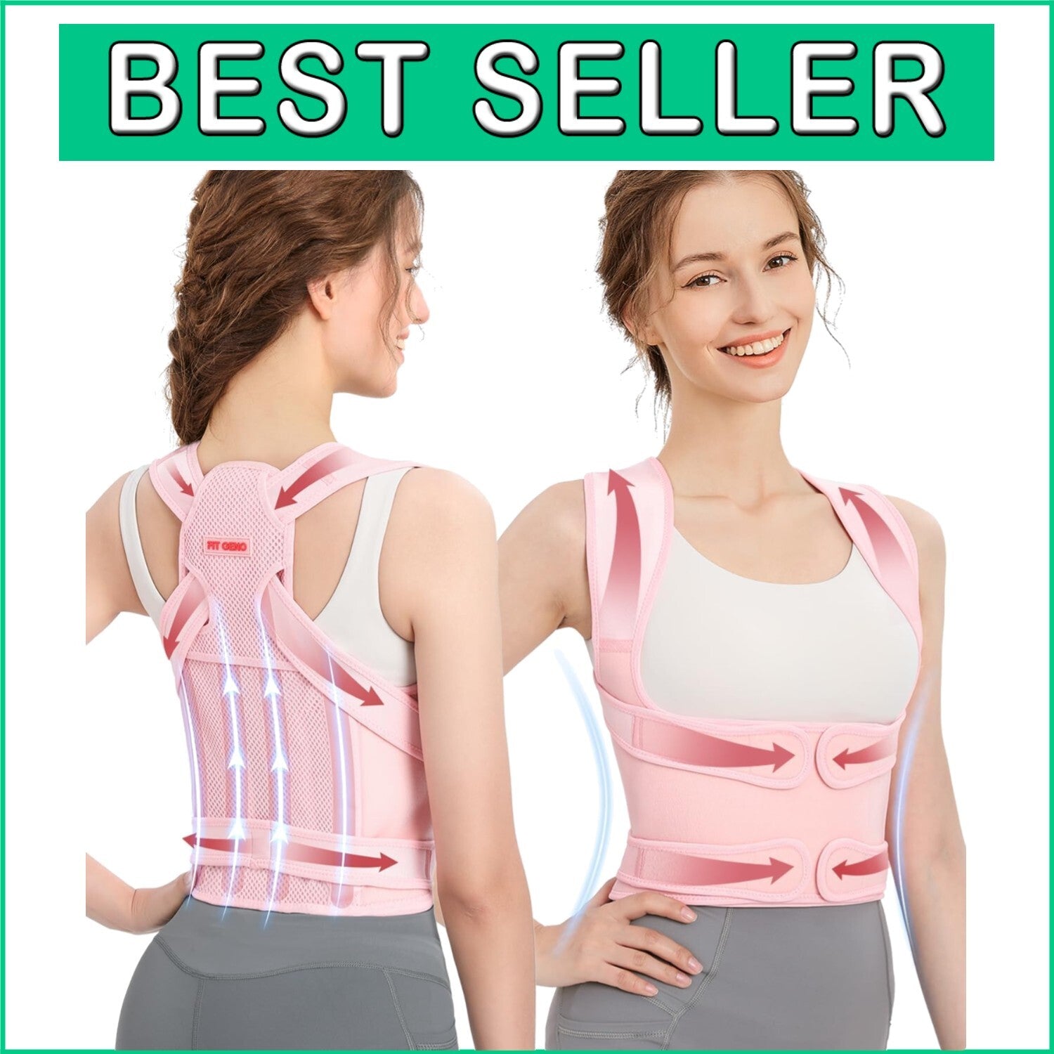 Two-in-One Posture and Back Support for Women - Adjustable & Breathable Design