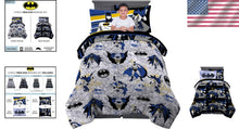 Load image into Gallery viewer, 5 Piece Batman Microfiber Twin Bedding Set - Cozy Sheets and Comforter for Kids
