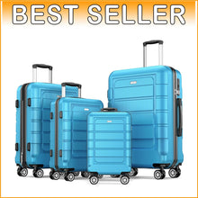 Load image into Gallery viewer, Premium 4-Piece Sky Blue Luggage Set: Expandable with Smooth Spinner Wheels