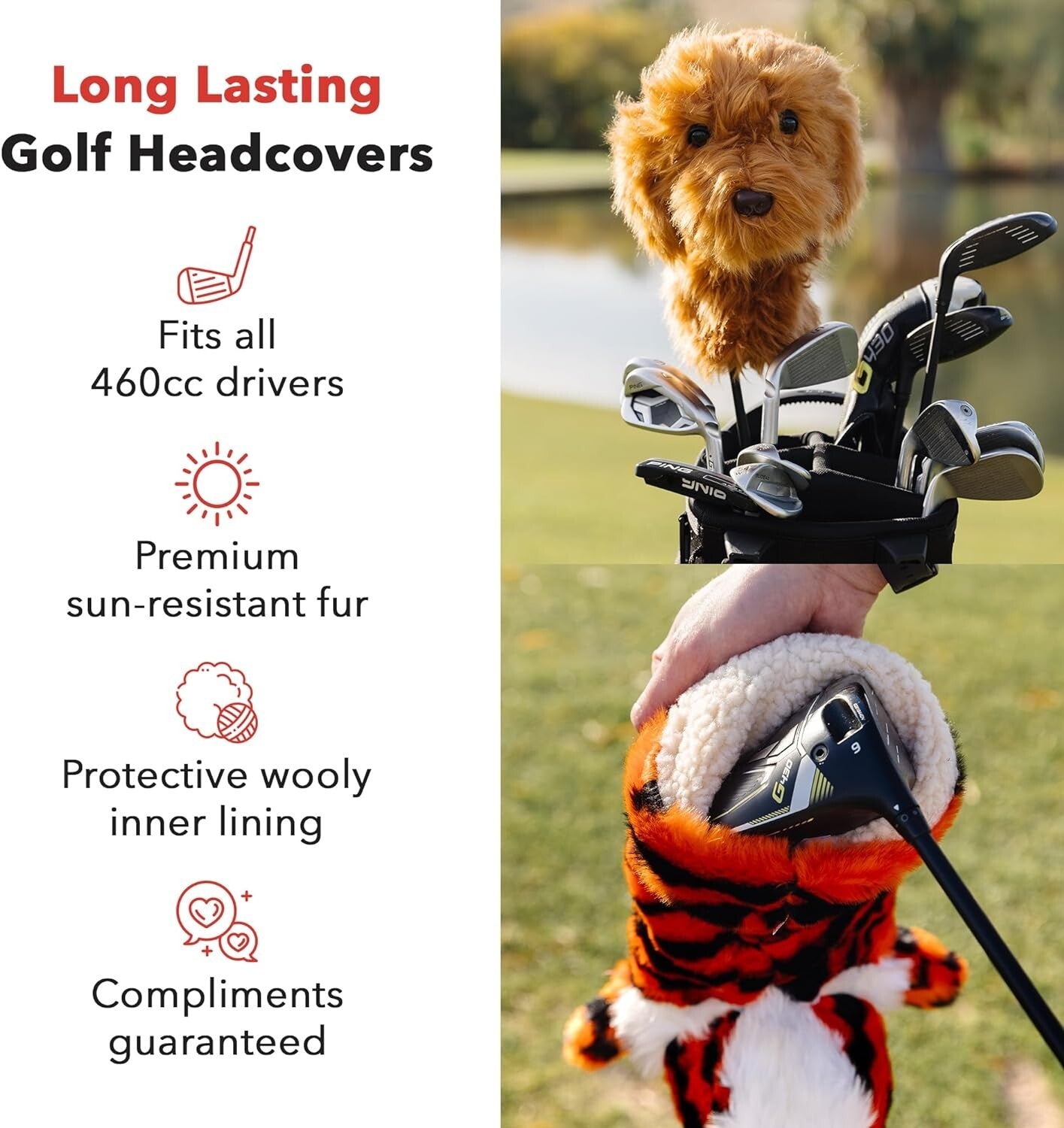 Durable Golf Driver Headcover with Unique Cartoon Design - Lifetime Guarantee