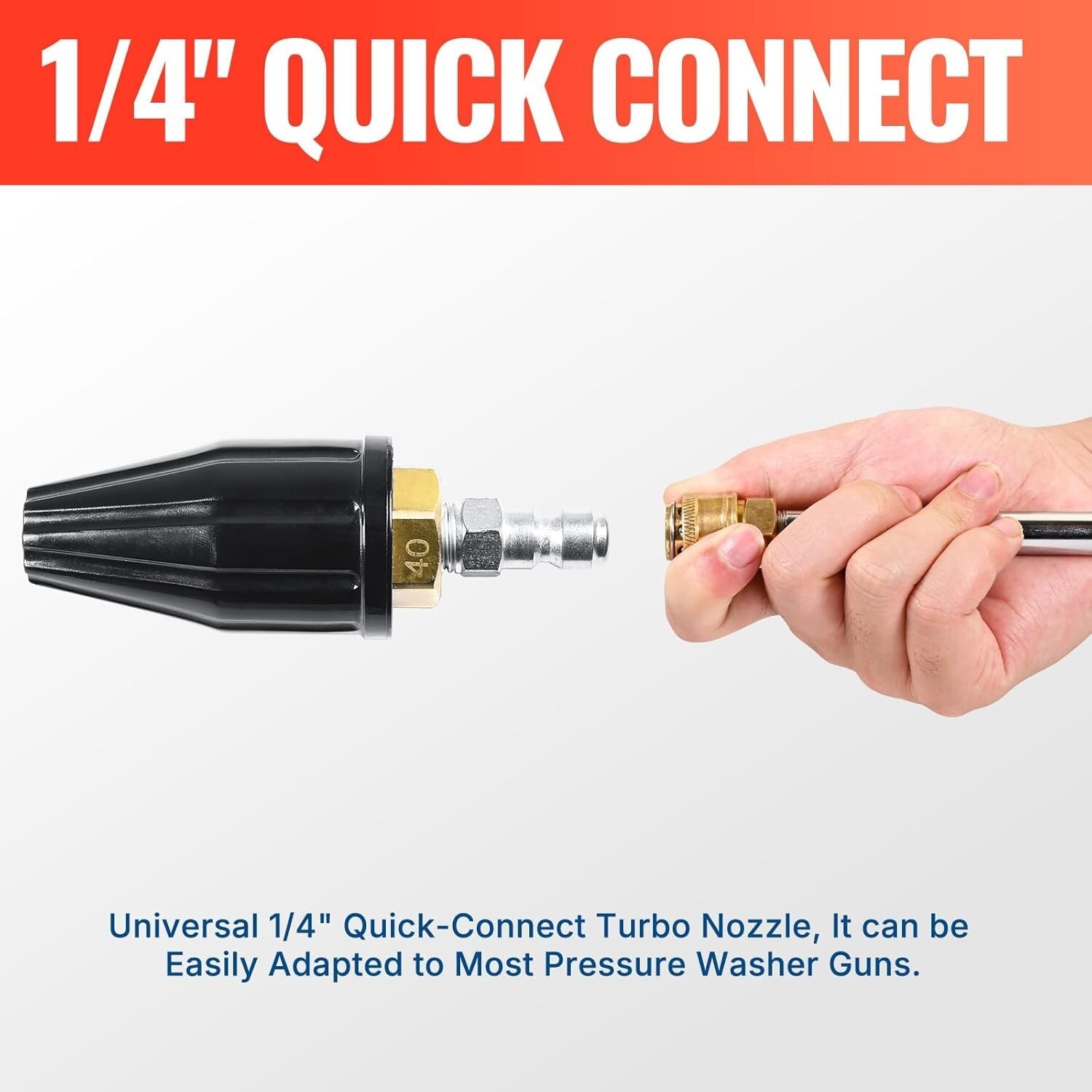 Turbo Nozzle 4000 PSI Max - 360° Rotating Tips for Powerful Pressure Washing
