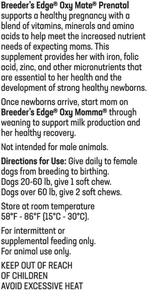 Nutritious Prenatal Supplement Chews with Folic Acid & Zinc for Dogs - 60 Chews