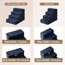 Load image into Gallery viewer, Extra Wide 4-Step Pet Stairs - Safe Access for Small Dogs &amp; Cats in Navy