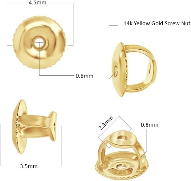 Customized Gold Screw Back Earring Backings - Perfect for Every Style