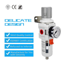 Load image into Gallery viewer, 1/2" NPT Air Filter Regulator Combo with 5 Micron Brass Element - 0-150 psi