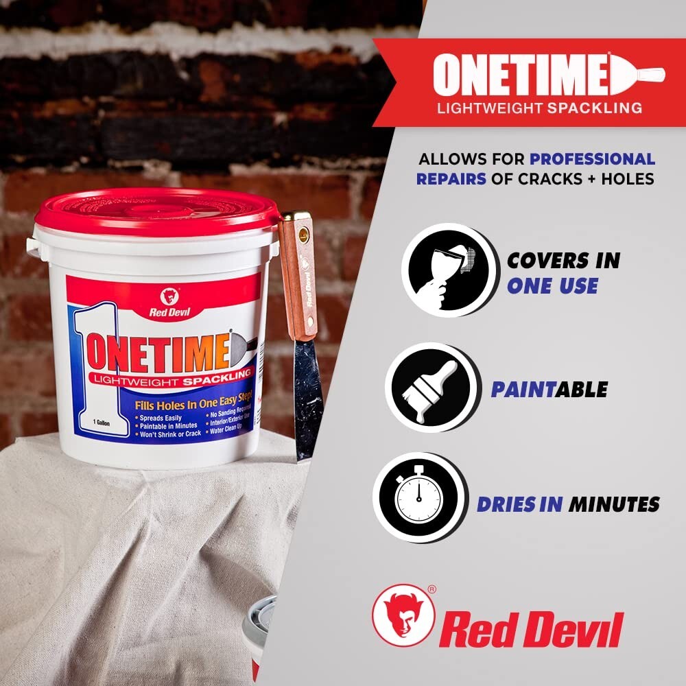 ONETIME Lightweight Spackling - 1 Gallon No-Sand Formula for Effortless Repairs
