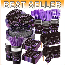 Load image into Gallery viewer, All-in-One 452-Piece Retirement Party Decorations - Classy Purple and Black Set